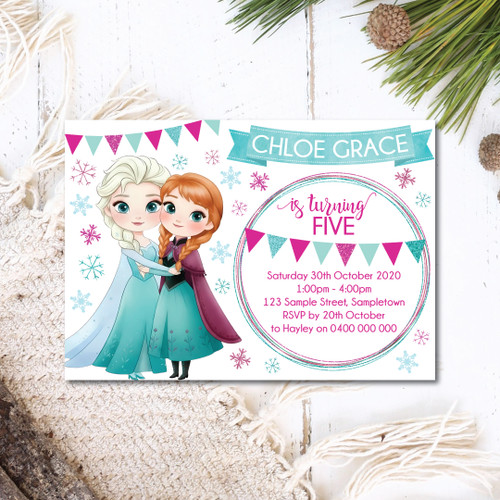 Ice Princess Birthday Invitation - Personalised For You | Design 20584 White