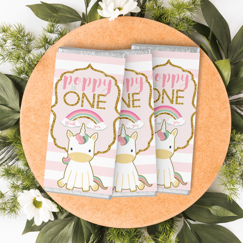 Magical Unicorn Birthday Chocolate Wrapper - Personalised For You | Design 20212 Gold