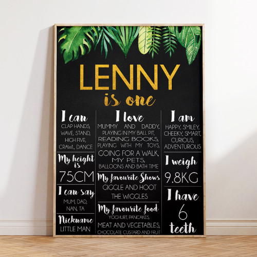 Tropical Essence Birthday Milestone Board - Personalised For You | Design 20216 Chalk