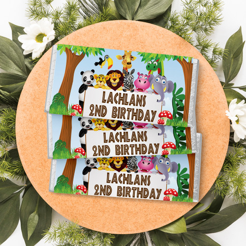 Jungle Friends Birthday Chocolate Wrapper - Personalised For You | Design 20198