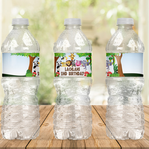 Jungle Friends Birthday Drink Labels - Personalised For You | Design 20198