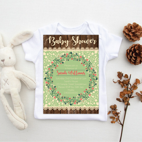 Rustic Garden Lace Baby Shower Invitation - Personalised For You | Design 20228