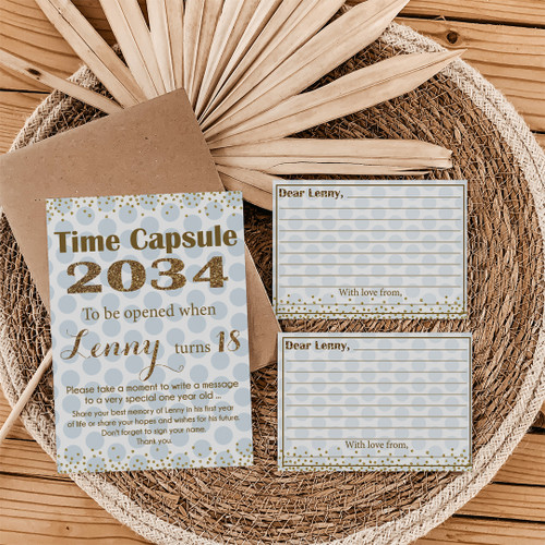 Golden Blue Confetti Birthday Time Capsule - Personalised For You | Design 20296