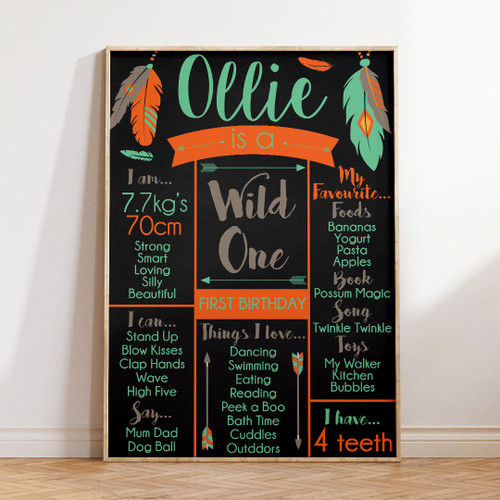 Wild Tribe Milestone Board - Personalised For You | Design 20146 Chalk