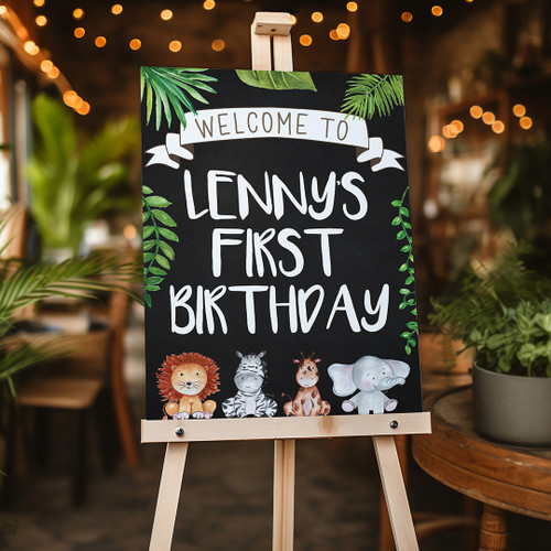 Jungle Animals Birthday Portrait Sign - Personalised For You | Design 20240 Chalk