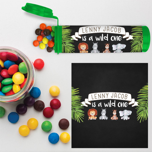 Jungle Animals Birthday M&M'S Tube Wrapper - Personalised For You | Design 20240 Chalk