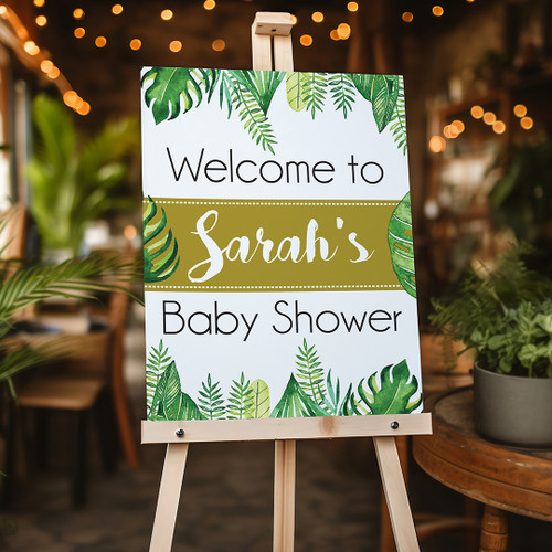 Golden Tropical Baby Shower Portrait Sign - Personalised For You | Design 20241