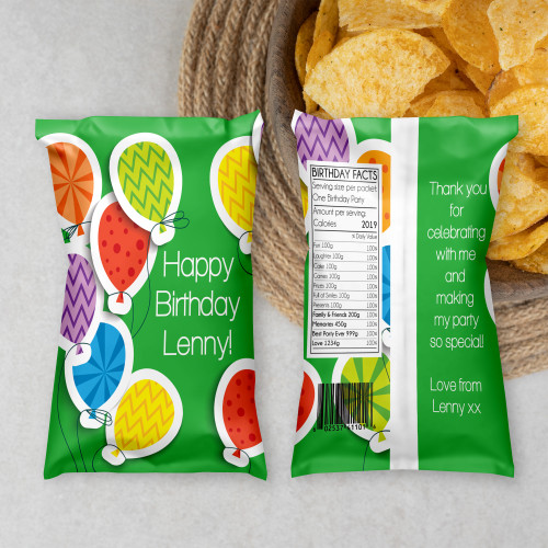Balloons Chip Packet - Personalised For You | Design 20449