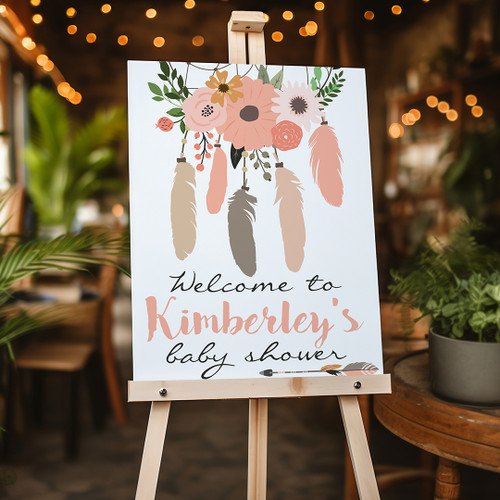 Dreamcatcher Baby Shower Portrait Sign - Personalised For You | Design 20026