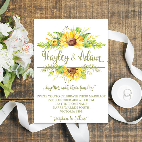 Sunflowers Wedding Invitation - Personalised For You | Design 20460