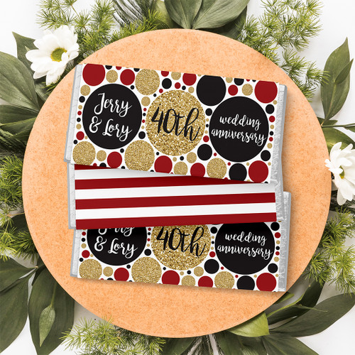 Dot & Dash 40th Anniversary Chocolate Wrapper - Personalised For You | Design 20615 Ruby