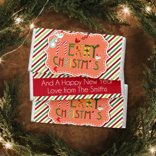 Merry Christmas Chocolate Wrapper - Personalised For You | Design 21165