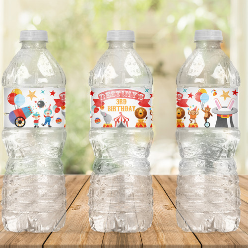 Circus Birthday Drink Labels - Personalised For You | Design 20482