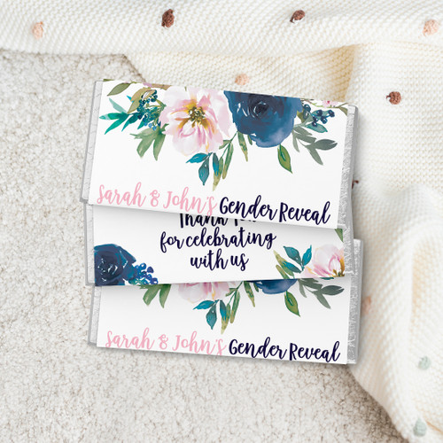 Floral Gender Reveal Chocolate Wrapper | PERSONAL USE | Design 20821