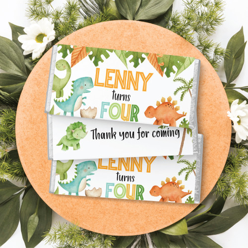 Dinosaur Birthday Chocolate Wrapper | PERSONAL USE | Design 20469