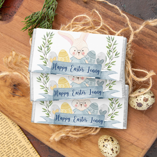Easter Chocolate Wrapper - Personalised For You | Design 20903 Blue