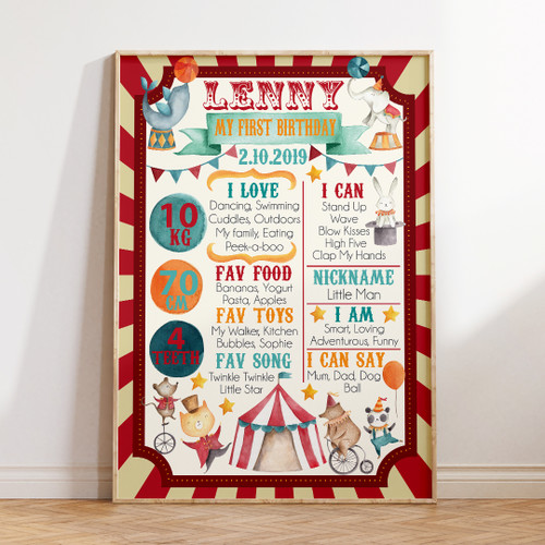 Circus Milestone Board - Personalised For You | Design 20485