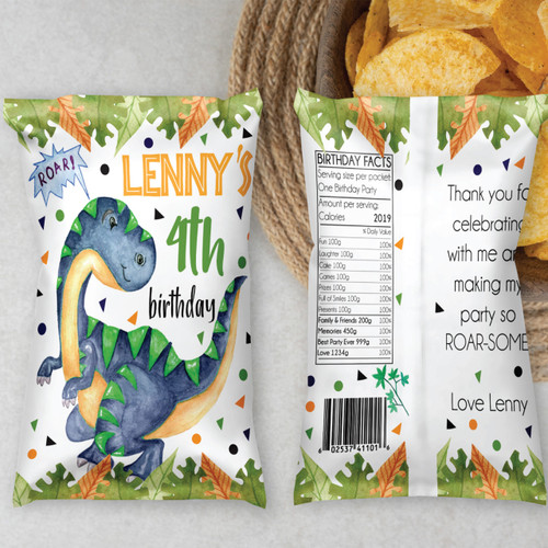 Dinosaur Chip Packet - Personalised For You | Design 20470