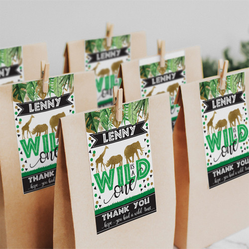 Jungle Animals Wild One Birthday Tags - Personalised For You | Design 20435