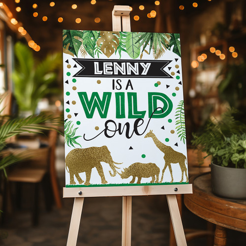 Jungle Animals Wild One Birthday Portrait Sign - Personalised For You | Design 20435