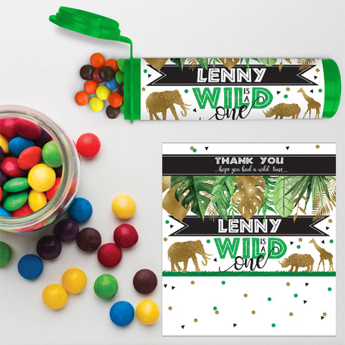 Jungle Animals Wild One Birthday M&M'S Tube Wrapper - Personalised For You | Design 20435