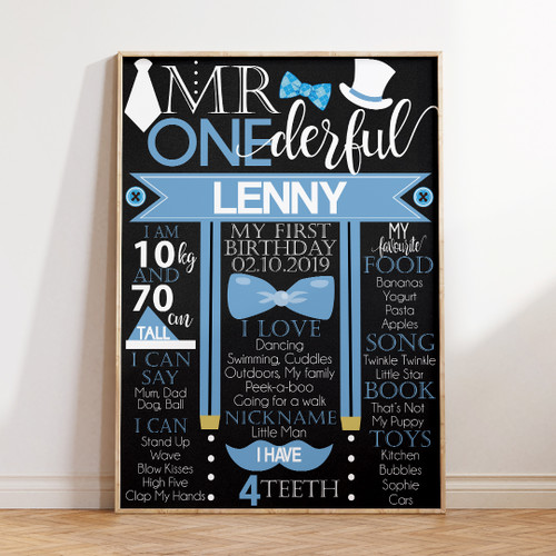 Mr OneDerful Milestone Board - Personalised For You | Design 20476 Chalk