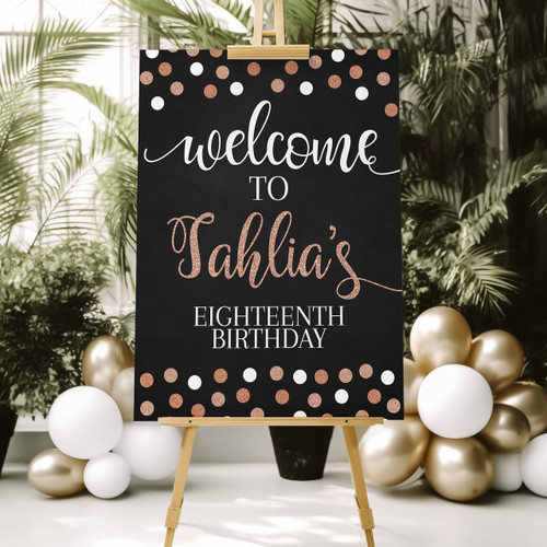 Black + Gold Birthday Portrait Sign - Personalised For You | Design 20458