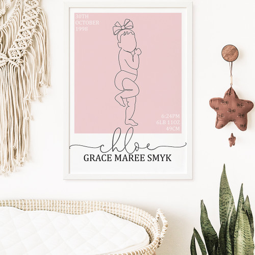 Pink Birth Print Scaled 1:1 - Personalised For You | Design 20888