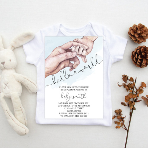 Hands Baby Shower Invitation - Personalised For You | Design 20948 Blue