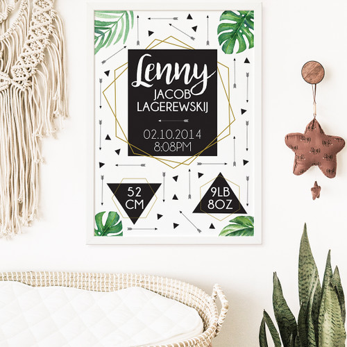 Tropical Trails Birth Print - Personalised For You | Design 20679