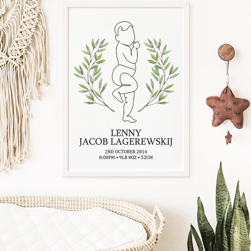 Greenery Birth Print Scaled 1:1 - Personalised For You | Design 20919