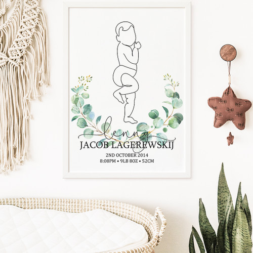 Eucalyptus Birth Print Scaled 1:1 - Personalised For You | Design 20921
