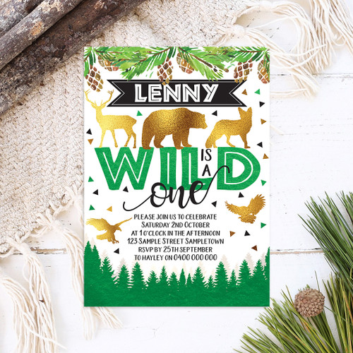 Golden Woodlands Birthday Invitation - Personalised For You | Design 20548