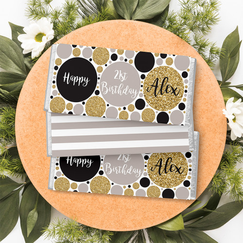 Dot & Dash Birthday Chocolate Wrapper - Personalised For You | Design 20615 Silver