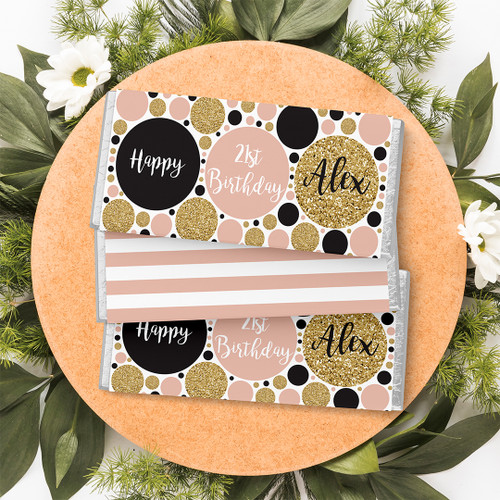 Dot & Dash Birthday Chocolate Wrapper - Personalised For You | Design 20615 Pink