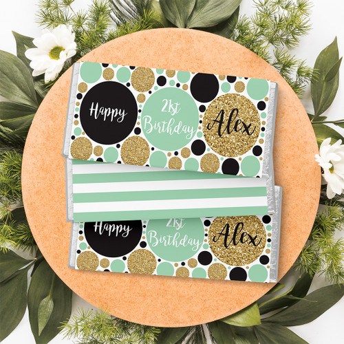 Dot & Dash Birthday Chocolate Wrapper - Personalised For You | Design 20615 Green