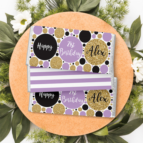 Dot & Dash Birthday Chocolate Wrapper - Personalised For You | Design 20615 Purple