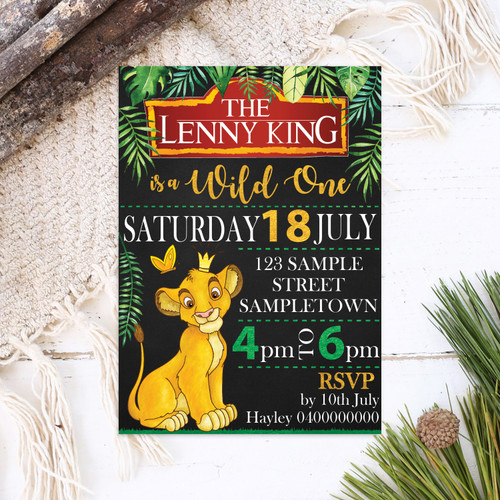 Lion Birthday Invitation - Personalised For You | Design 20381 Chalk