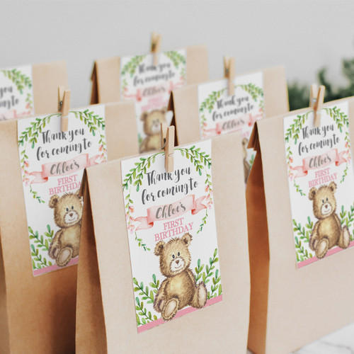 Teddy Bear Tags - Personalised For You | Design 20391 Pink