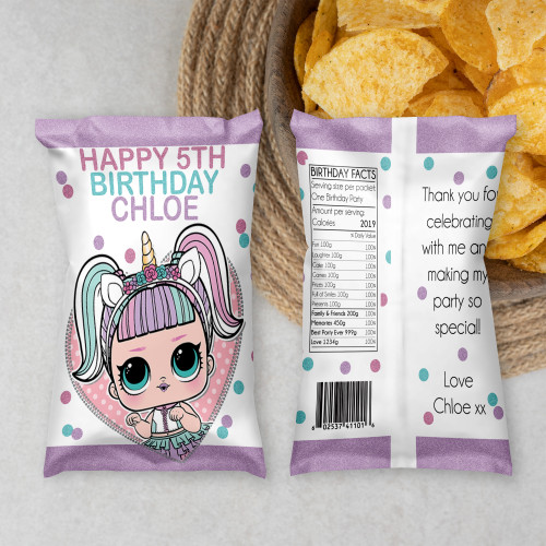 Unicorn Doll Chip Packet - Personalised For You | Design 20503