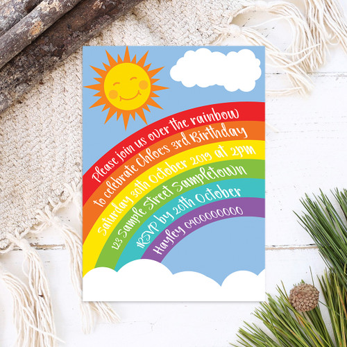 Over The Rainbow Birthday Invitation - Personalised For You | Design 20501