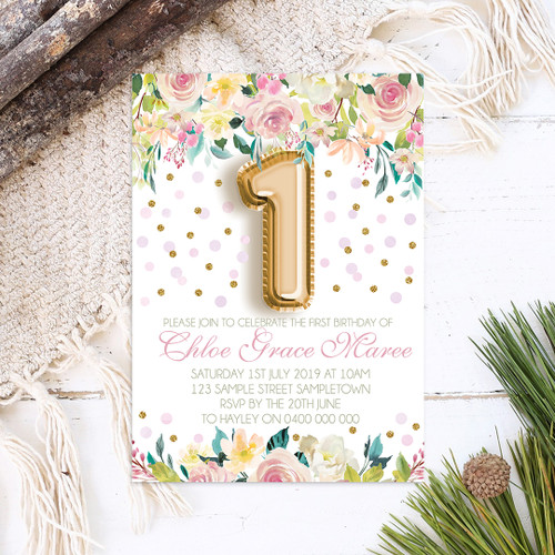 Confetti Bloom Birthday Invitation - Personalised For You | Design 20495