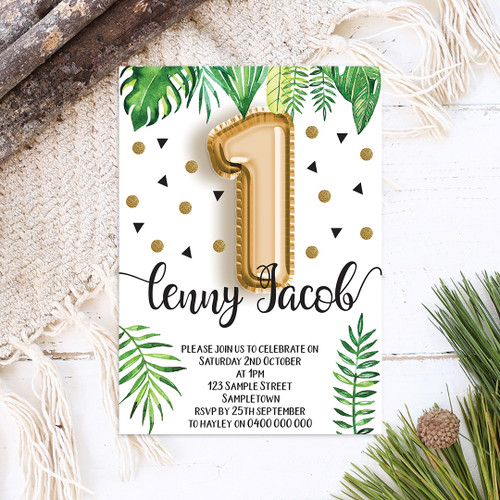 Golden Tropics Birthday Invitation - Personalised For You | Design 20494