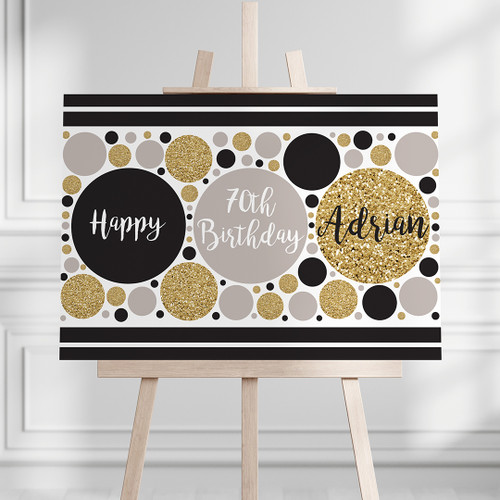 Dot & Dash Birthday Landscape Sign - Personalised For You | Design 20615 Silver