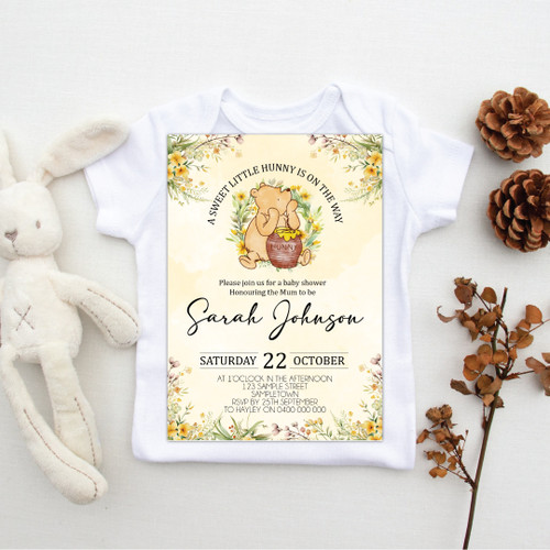 Hunny Bear Baby Shower Invitation - Personalised For You | Design 21132