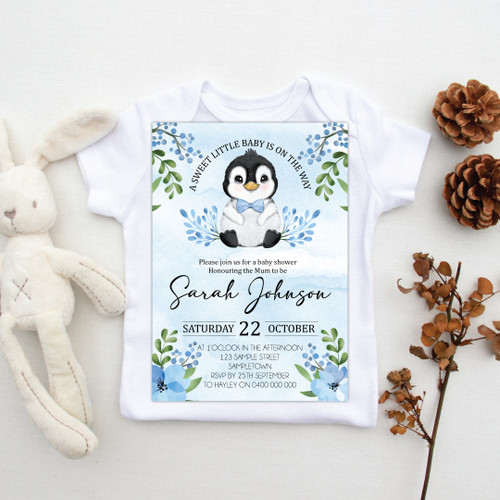 Penguin Baby Shower Invitation - Personalised For You | Design 21193