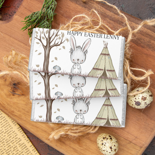 Rustic Easter Bunny Chocolate Wrapper - Personalised For You | Design 20912