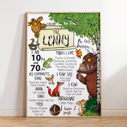 Woodland Beast Birthday Milestone Board - Personalised For You | Design 20545