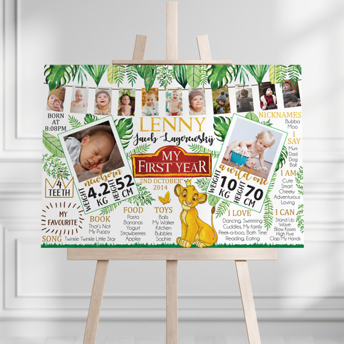 Crowned Lion My First Year Photo Milestone Board - Personalised For You | Design 20381