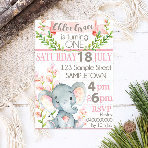 Elephant Birthday Invitation - Personalised For You | Design 20299